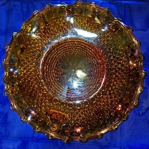 Vintage Carnival Glass 10” Fruit Bowl “Glass Plate”